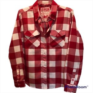 Dixxon Otto Women Red White Flannel Checkered Long Sleeve Western Shirt  Medium